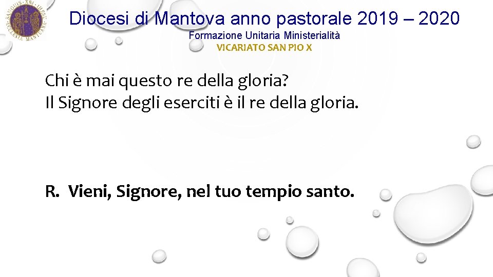 Diocesi di Mantova anno pastorale 2019 – 2020 Formazione Unitaria Ministerialità VICARIATO SAN PIO