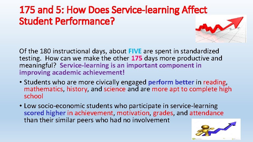 175 and 5: How Does Service-learning Affect Student Performance? Of the 180 instructional days,
