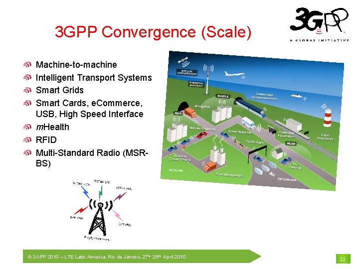 3 GPP Convergence (Scale) Machine-to-machine Intelligent Transport Systems Smart Grids Smart Cards, e. Commerce,
