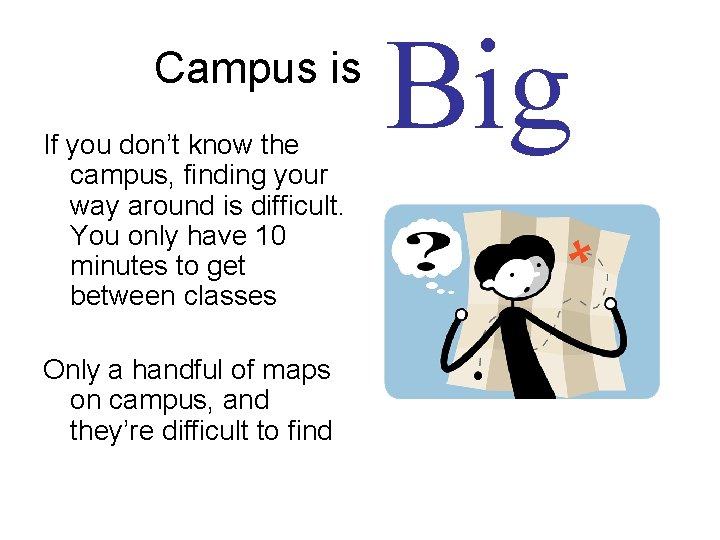Campus is If you don’t know the campus, finding your way around is difficult.
