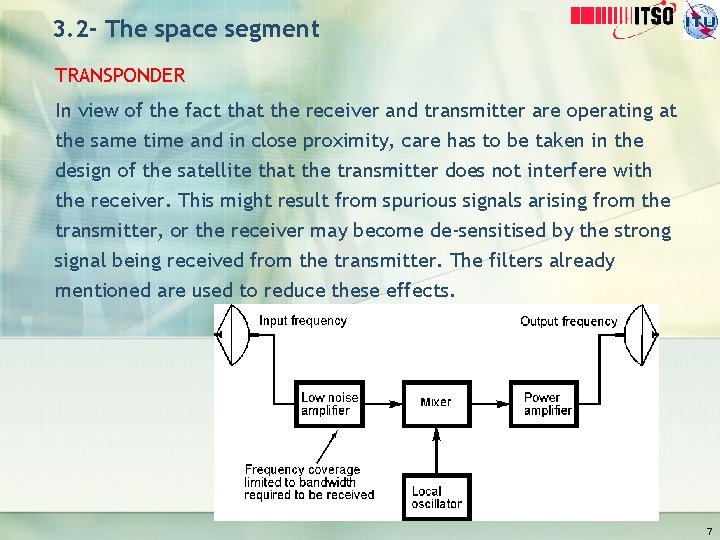 3. 2 - The space segment TRANSPONDER In view of the fact that the