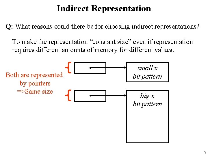 Indirect Representation Q: What reasons could there be for choosing indirect representations? To make