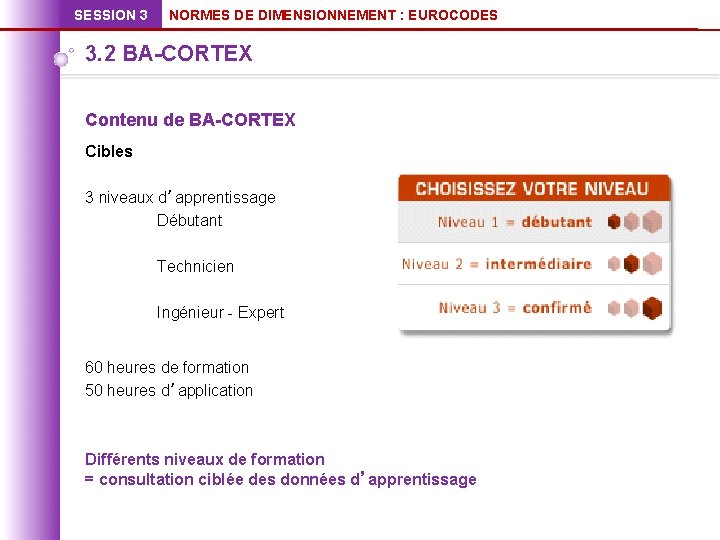 SESSION 3 NORMES DE DIMENSIONNEMENT : EUROCODES 3. 2 BA-CORTEX Contenu de BA-CORTEX Cibles
