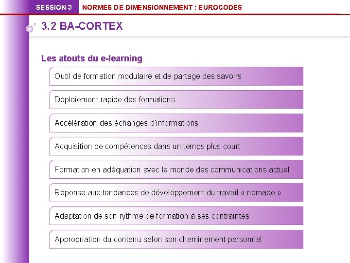 SESSION 3 NORMES DE DIMENSIONNEMENT : EUROCODES 3. 2 BA-CORTEX Les atouts du e-learning