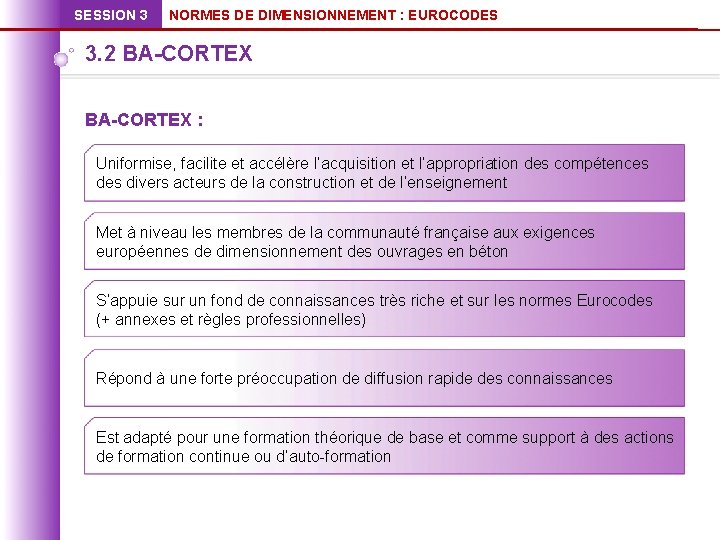 SESSION 3 NORMES DE DIMENSIONNEMENT : EUROCODES 3. 2 BA-CORTEX : Uniformise, facilite et
