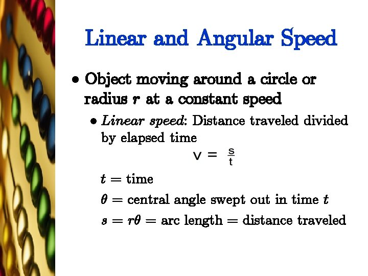 Linear and Angular Speed l Object moving around a circle or radius r at