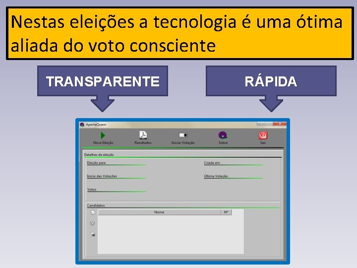 Nestas eleições a tecnologia é uma ótima aliada do voto consciente TRANSPARENTE RÁPIDA 