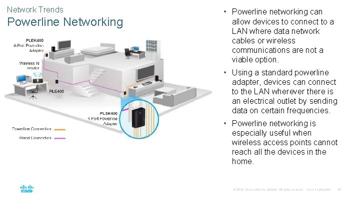 Network Trends Powerline Networking • Powerline networking can allow devices to connect to a