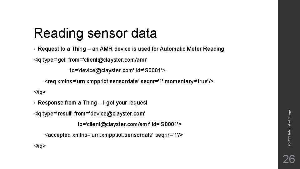 Reading sensor data • Request to a Thing – an AMR device is used