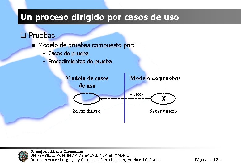 Un proceso dirigido por casos de uso q Pruebas l Modelo de pruebas compuesto