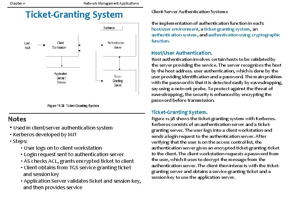 Chapter 11 Network Management Applications Ticket-Granting System Client-Server Authentication Systems the implementation of authentication