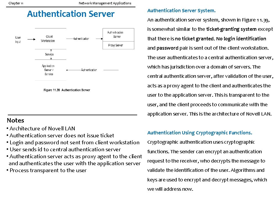 Chapter 11 Network Management Applications Authentication Server System. An authentication server system, shown in