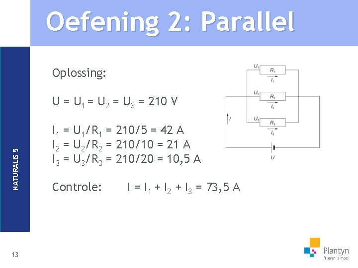 Oefening 2: Parallel Oplossing: NATURALIS 5 U = U 1 = U 2 =