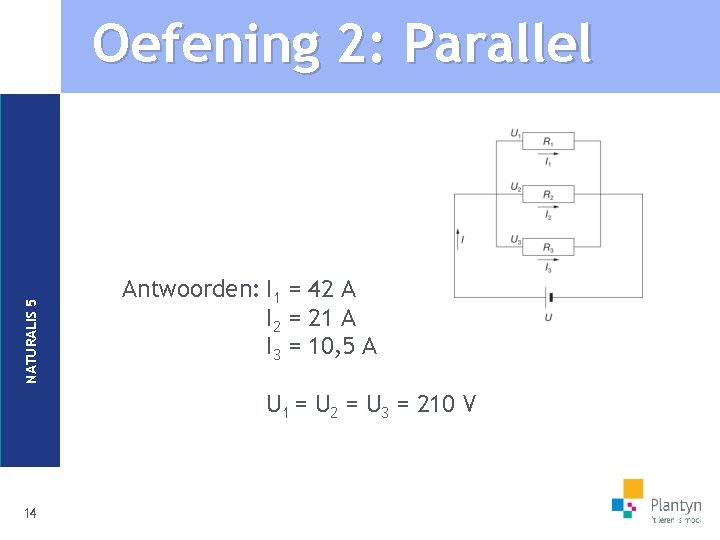 NATURALIS 5 Oefening 2: Parallel Antwoorden: I 1 = 42 A I 2 =