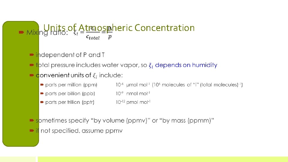  • Units of Atmospheric Concentration 