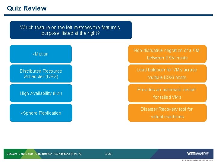 Quiz Review Which feature on the left matches the feature’s purpose, listed at the