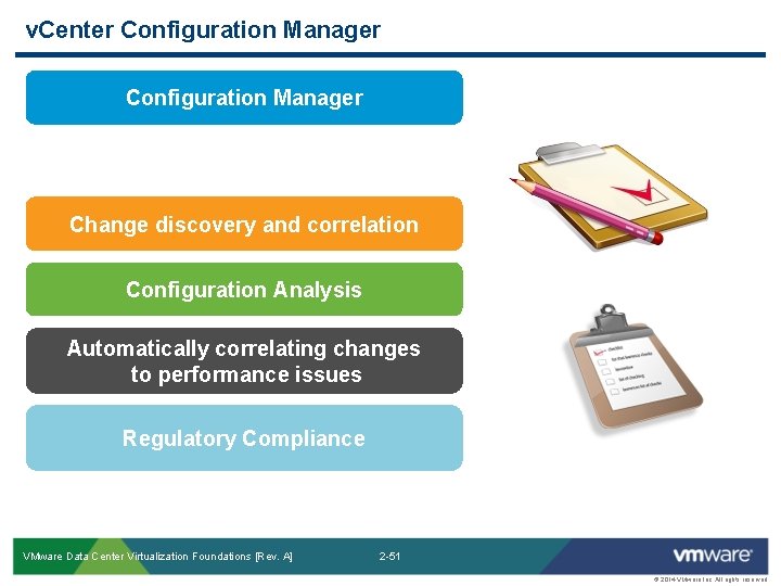 v. Center Configuration Manager Change discovery and correlation Configuration Analysis Automatically correlating changes to