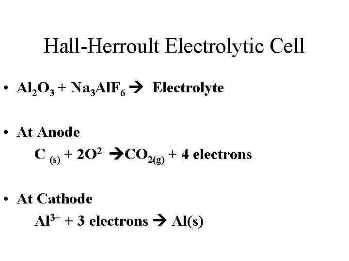 Hall-Herroult Electrolytic Cell • Al 2 O 3 + Na 3 Al. F 6 Hall-Herroult Electrolytic Cell • Al 2 O 3 + Na 3 Al. F 6