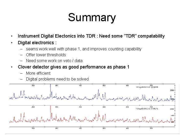 Summary • • Instrument Digital Electonics into TDR : Need some ”TDR” compatability Digital