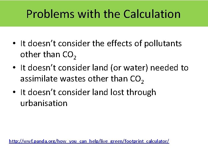 Problems with the Calculation • It doesn’t consider the effects of pollutants other than Problems with the Calculation • It doesn’t consider the effects of pollutants other than