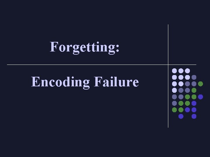 Forgetting: Encoding Failure 