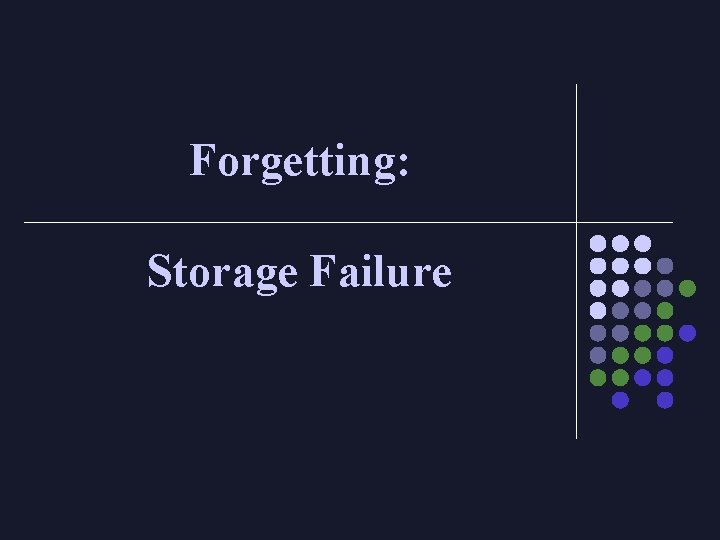 Forgetting: Storage Failure 
