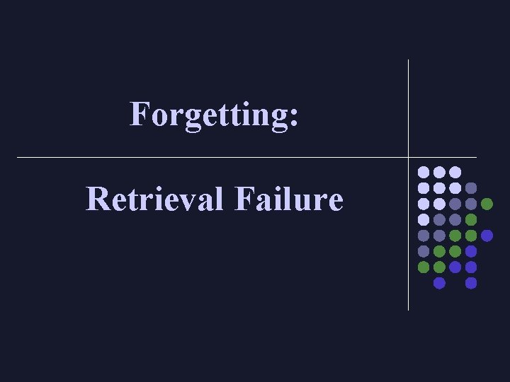Forgetting: Retrieval Failure 