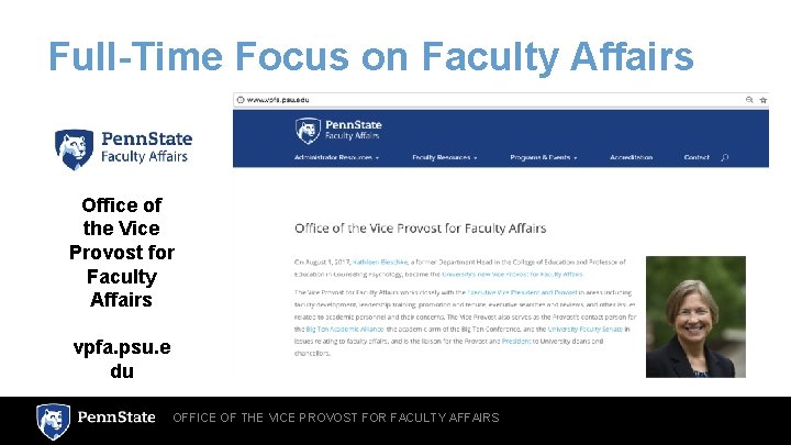 Full-Time Focus on Faculty Affairs Office of the Vice Provost for Faculty Affairs vpfa.