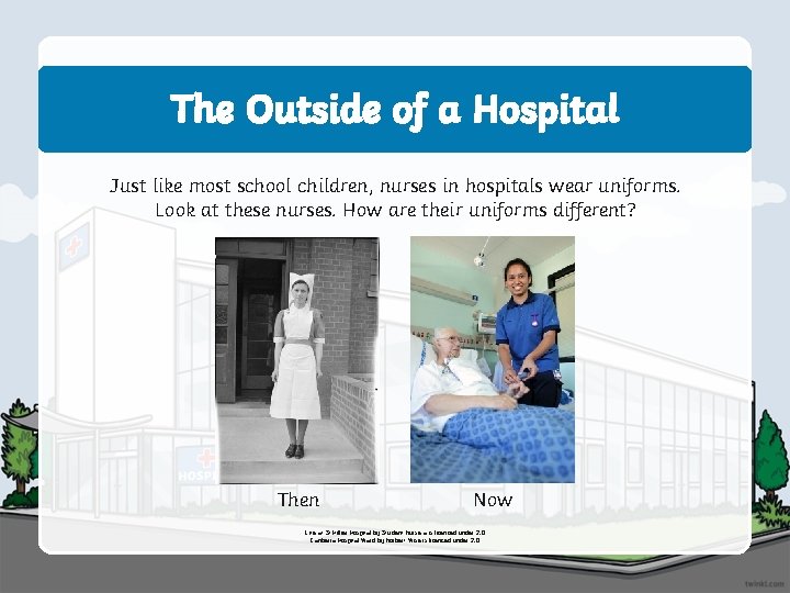 The Outside of a Hospital Just like most school children, nurses in hospitals wear