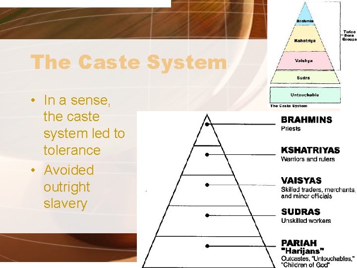 The Caste System • In a sense, the caste system led to tolerance •