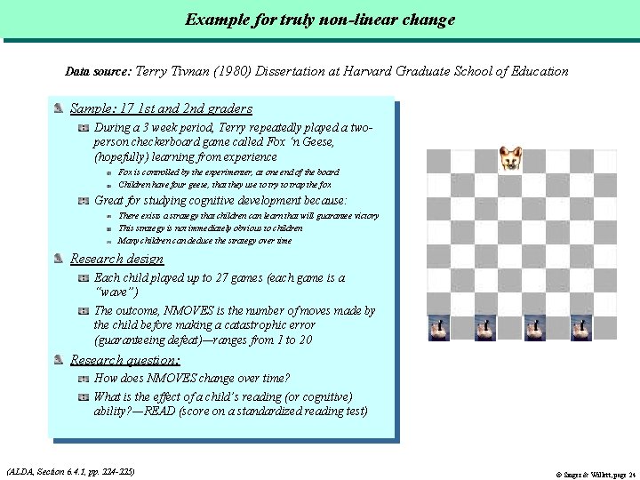 Example for truly non-linear change Data source: Terry Tivnan (1980) Dissertation at Harvard Graduate Example for truly non-linear change Data source: Terry Tivnan (1980) Dissertation at Harvard Graduate