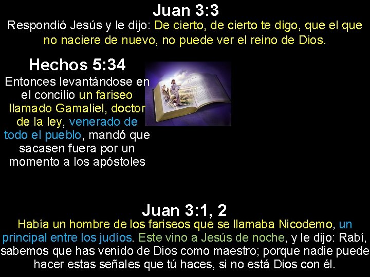 Juan 3: 3 Respondió Jesús y le dijo: De cierto, de cierto te digo,