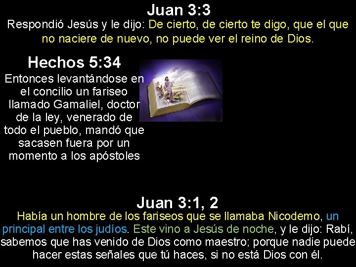 Juan 3: 3 Respondió Jesús y le dijo: De cierto, de cierto te digo,