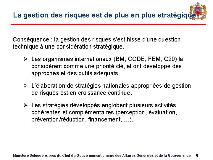 Vers une stratgie de gestion intgre des risques