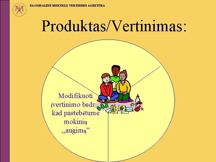 NACIONALINĖ MOKYKLŲ VERTINIMO AGENTŪRA Produktas/Vertinimas: Modifikuoti įvertinimo būdus, kad pastebėtume mokinių , , augimą”