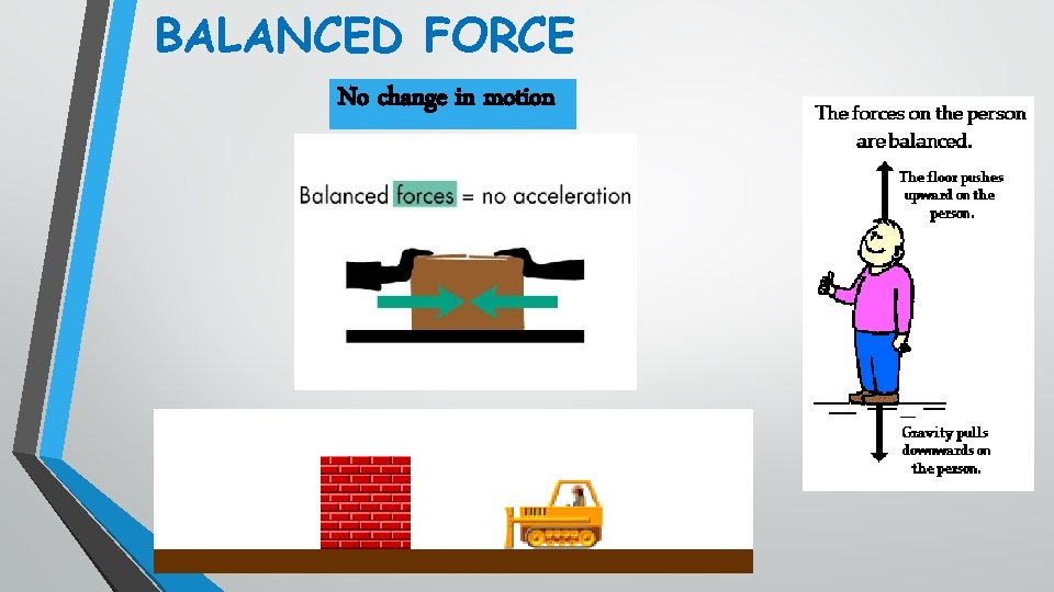 BALANCED FORCE No change in motion 