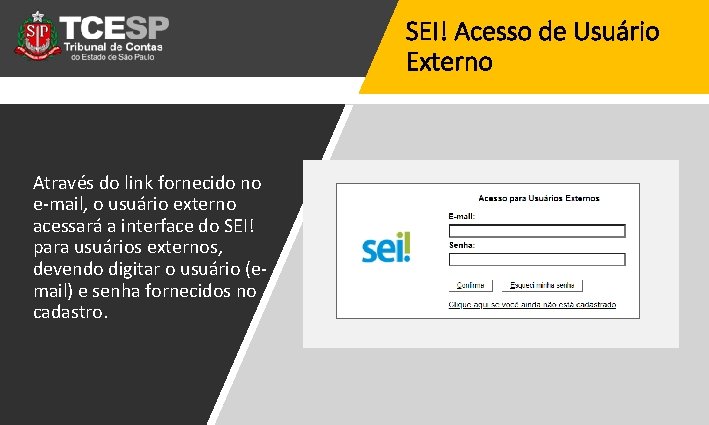 SEI! Acesso de Usuário Externo Através do link fornecido no e-mail, o usuário externo