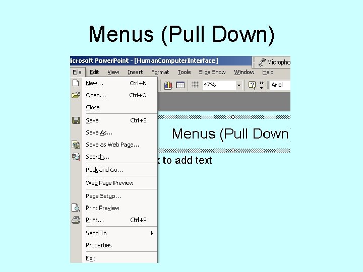 Menus (Pull Down) 