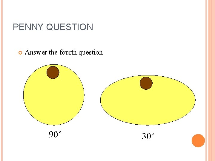 PENNY QUESTION Answer the fourth question 90˚ 30˚ 