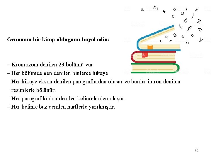 Genomun bir kitap olduğunu hayal edin; – Kromozom denilen 23 bölümü var – Her