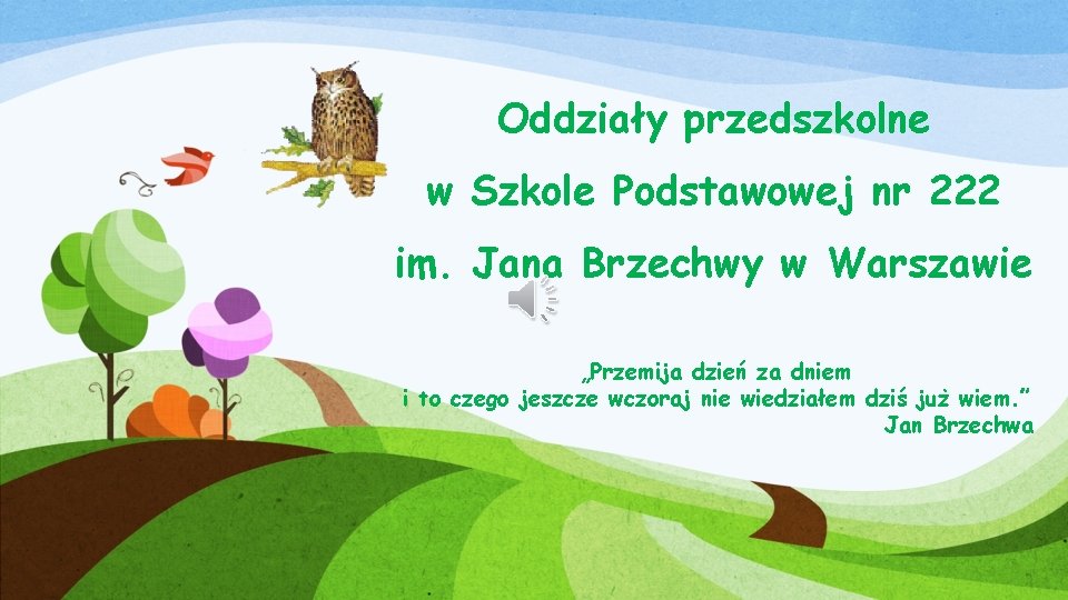 Oddziały przedszkolne w Szkole Podstawowej nr 222 im. Jana Brzechwy w Warszawie „Przemija dzień