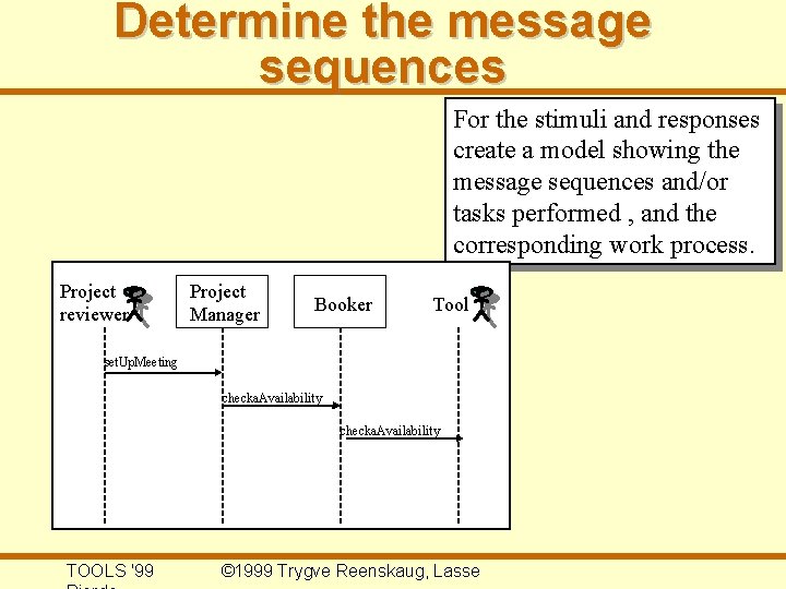 Determine the message sequences For the stimuli and responses create a model showing the