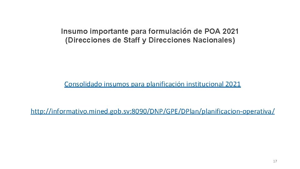 Insumo importante para formulación de POA 2021 (Direcciones de Staff y Direcciones Nacionales) Consolidado