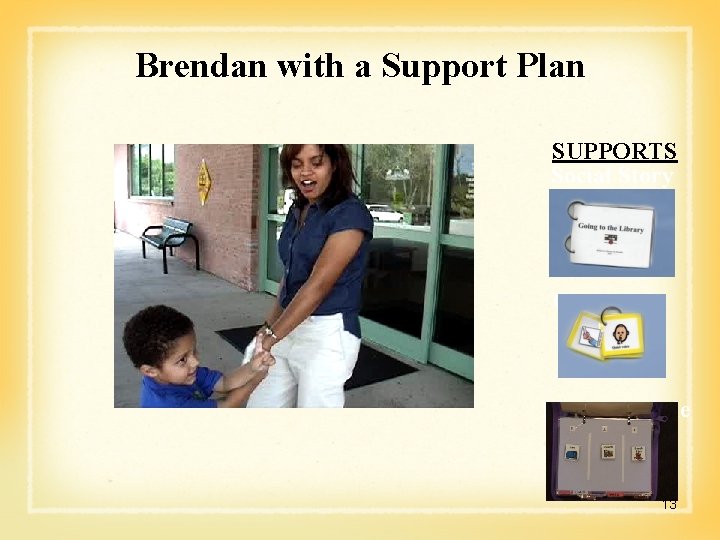 Brendan with a Support Plan SUPPORTS Social Story Cue Cards Mini-Schedule 13 