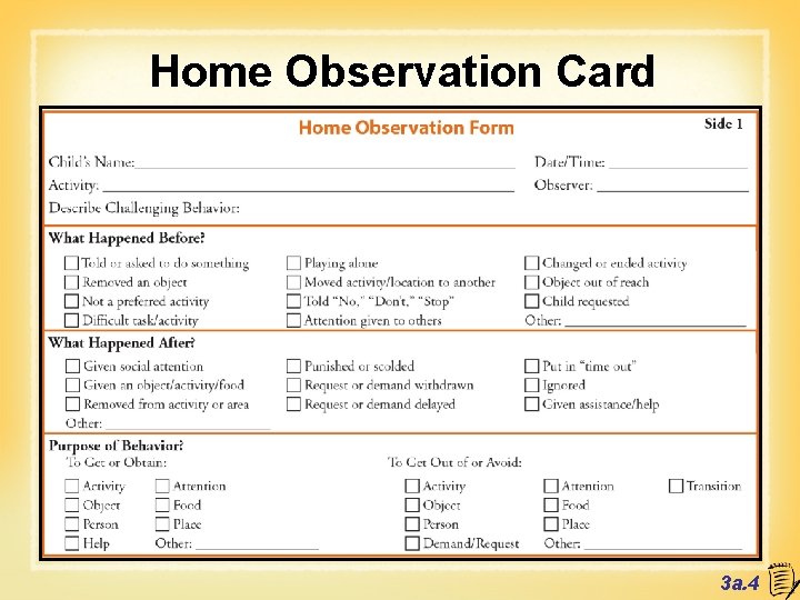 Home Observation Card 3 a. 4 