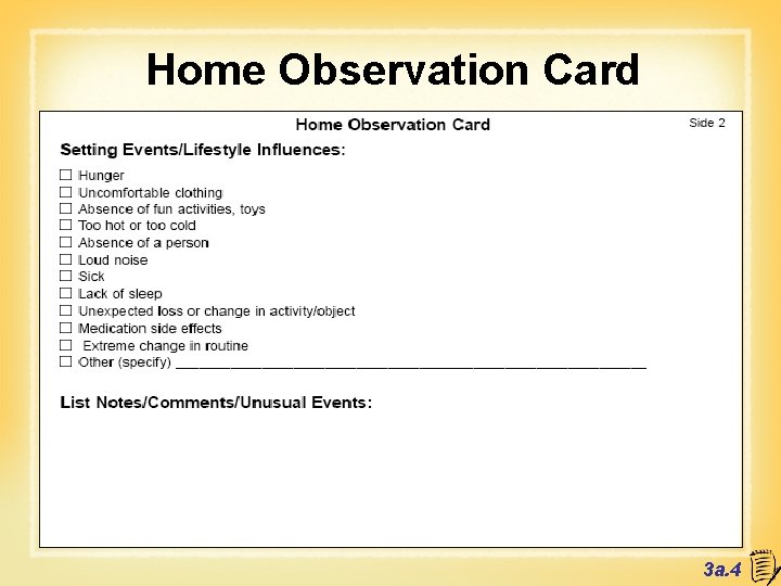 Home Observation Card 3 a. 4 