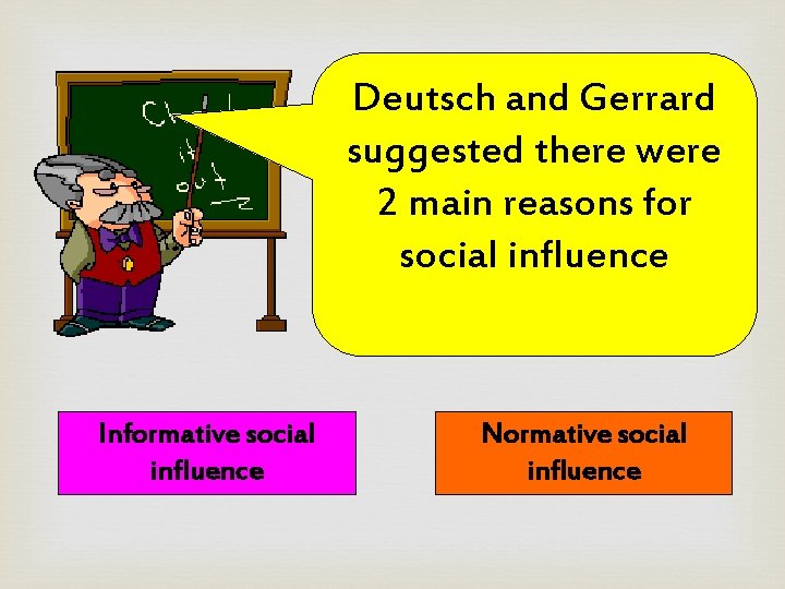 Deutsch and Gerrard suggested there were 2 main reasons for social influence Informative social