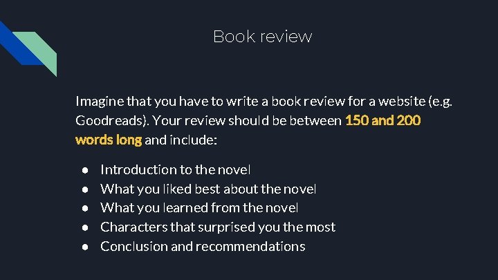 Book review Imagine that you have to write a book review for a website Book review Imagine that you have to write a book review for a website