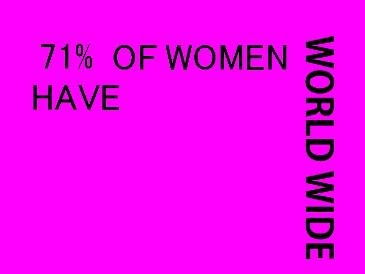 71% OF WOMEN HAVE 