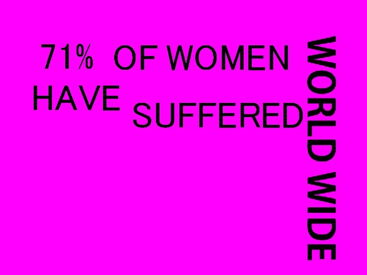 71% OF WOMEN HAVE SUFFERED 